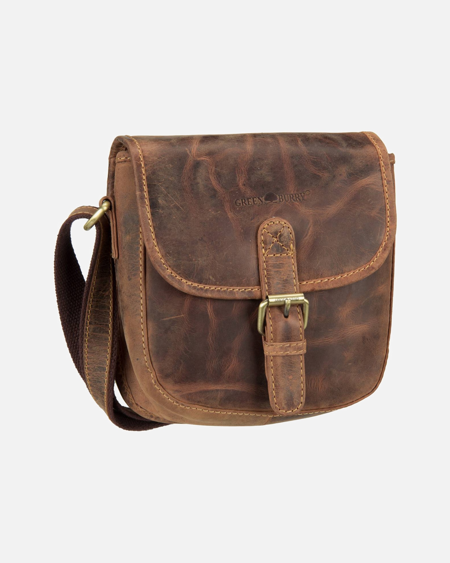 Umhängetasche für Weiblich Greenburry Umhängetasche Vintage 1630 Jagdtasche Sattelbraun