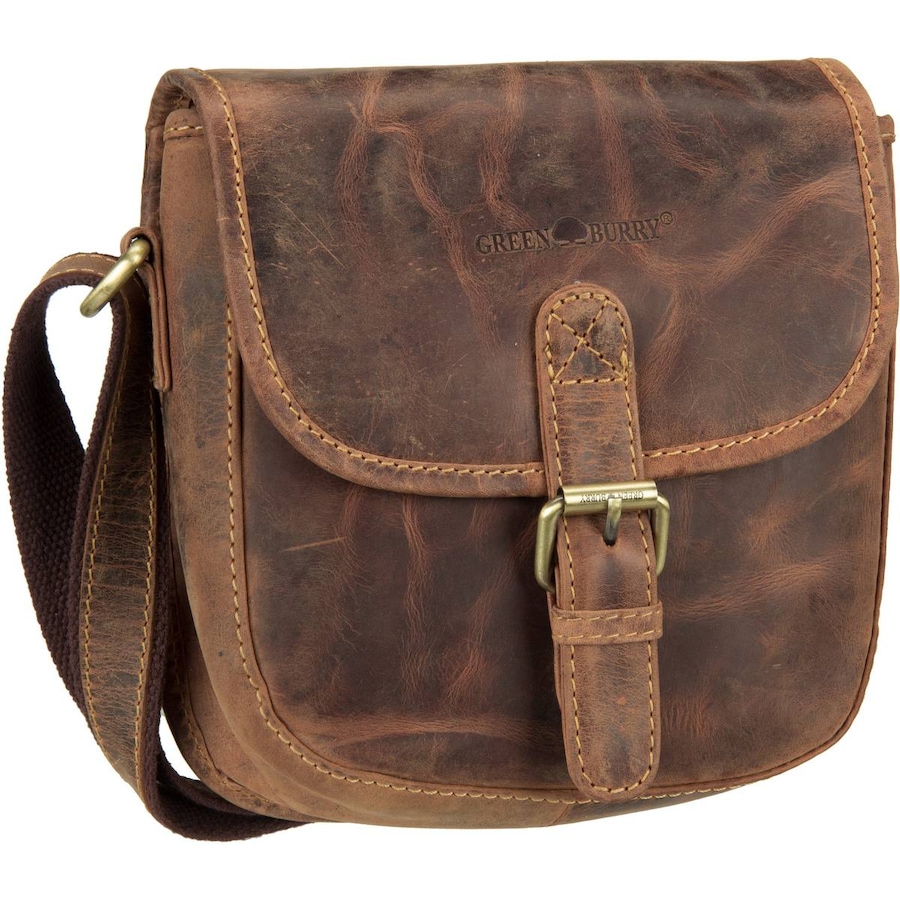Greenburry Umhängetasche Vintage 1630 Jagdtasche Sattelbraun Braun Damen