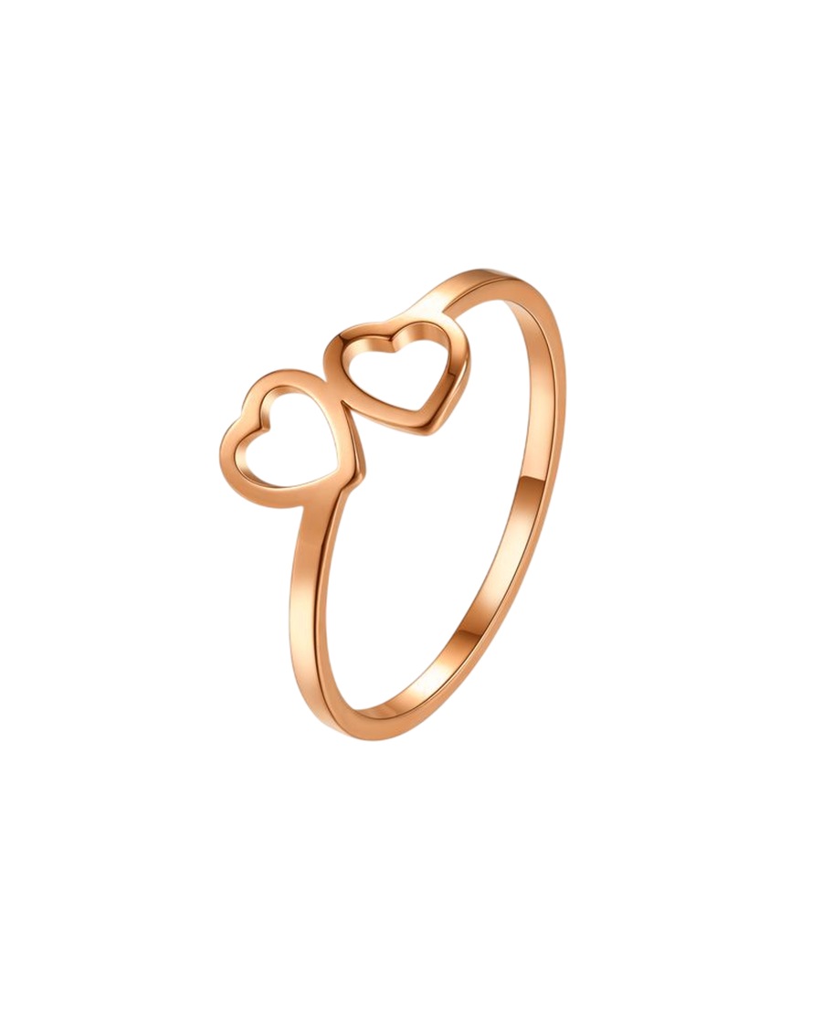 Hey Happiness Herzring "Connected Hearts" – Roségold 18K vergoldet 57 Damen