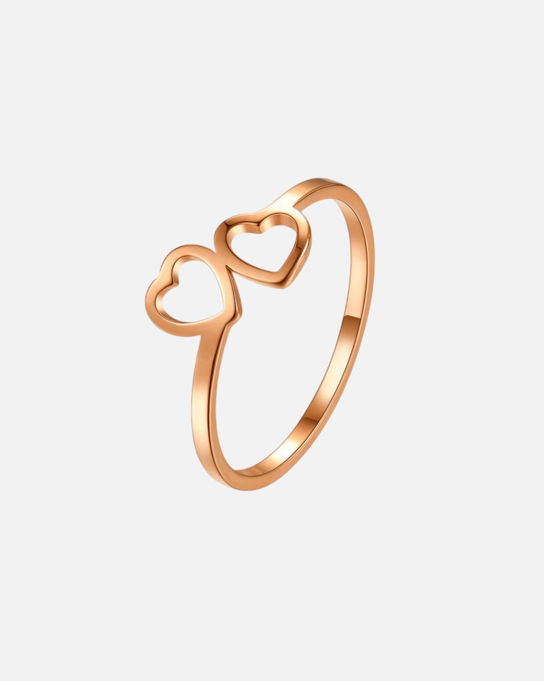 Ring für Weiblich Hey Happiness Default Brand Line Herzring "Connected Hearts" – Roségold – 18K vergoldet 54
