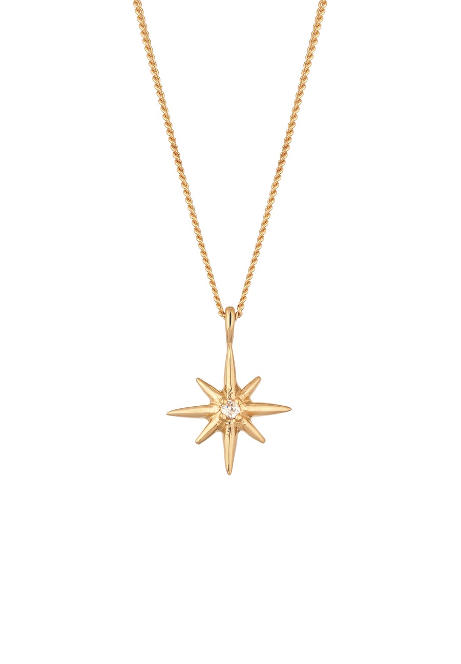 Elli DIAMONDS Stern Lab Grown Diamant Weiß (0.035 ct) 925 Sterling Silber goldfarben Damen