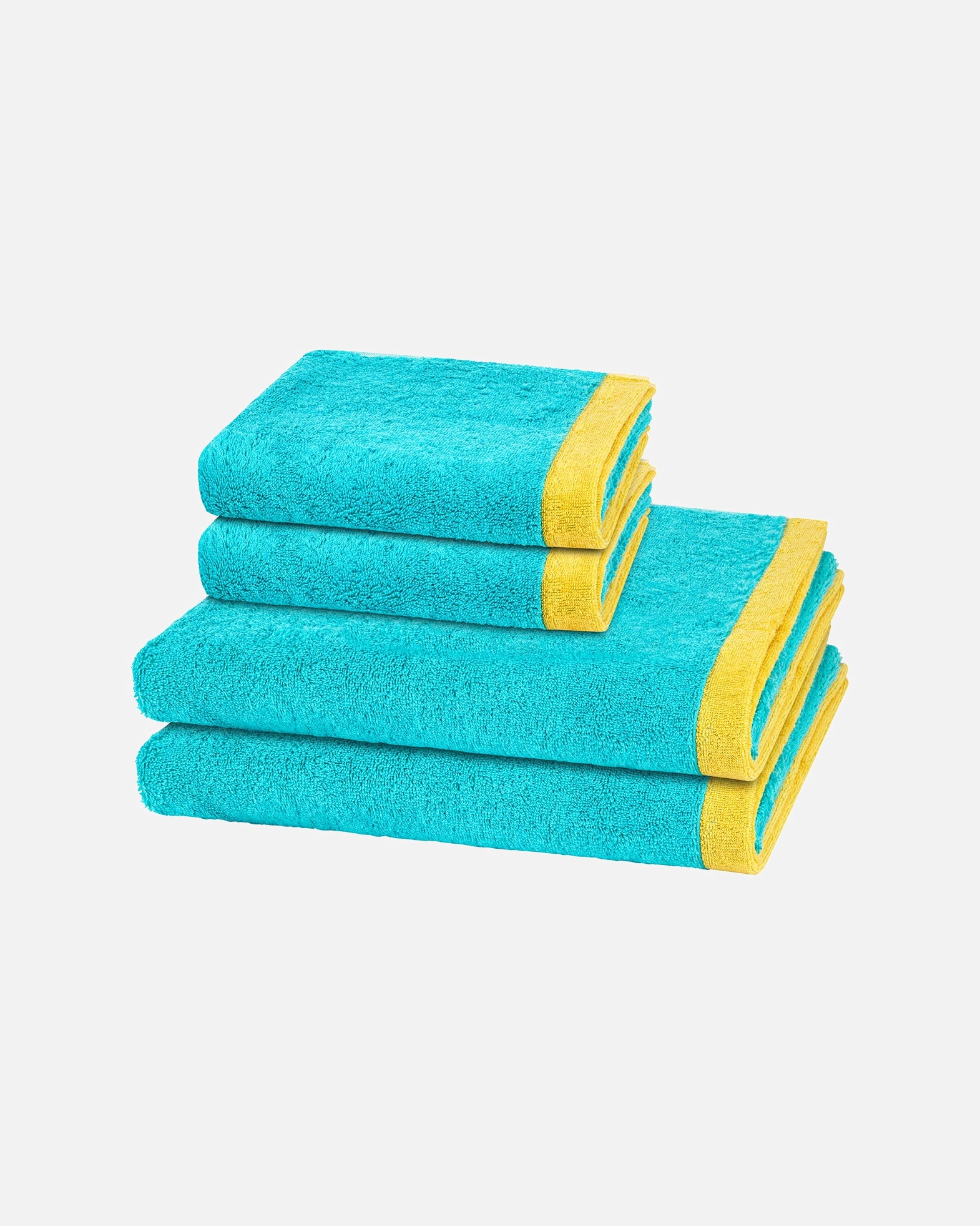 Handtuch für Unisex Cawö Handtuch-Set Lifestyle Splash (4-teilig) Türkis / apricot