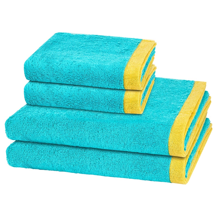Cawö Handtuch-Set Lifestyle Splash (4-teilig) Türkis / apricot Petrol