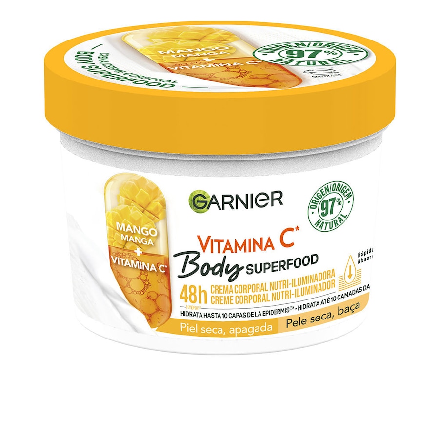 Garnier BODY SUPERFOOD MANGO nährende, strahlende Körpercreme für trockene, fahle Haut 380 ml Damen