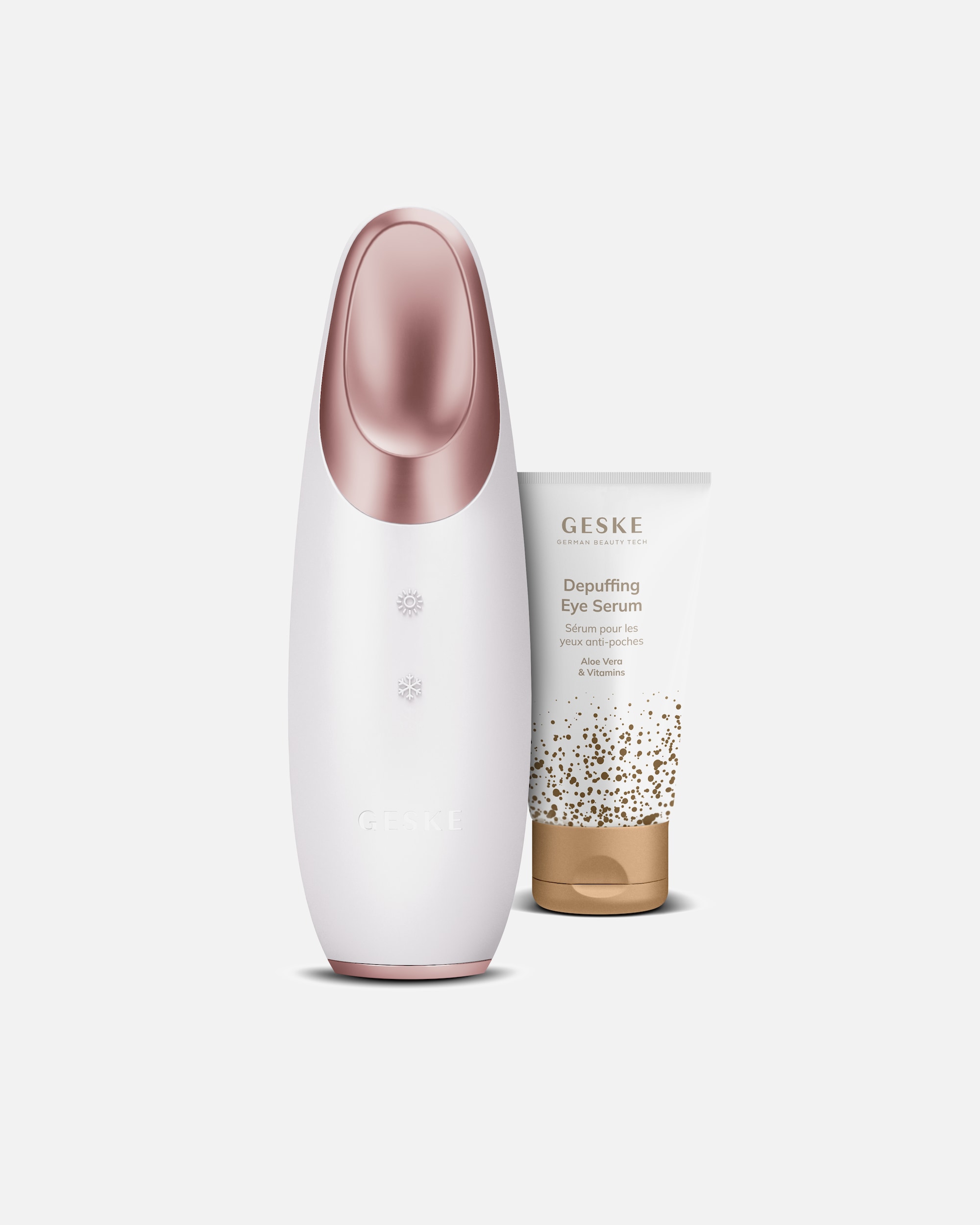 Elektrisches Gesichtsmassagegerät für Unisex GESKE Warm & Cool Eye-Energizer 6 in 1 inkl. De-Puffing Eye-Serum Starlight