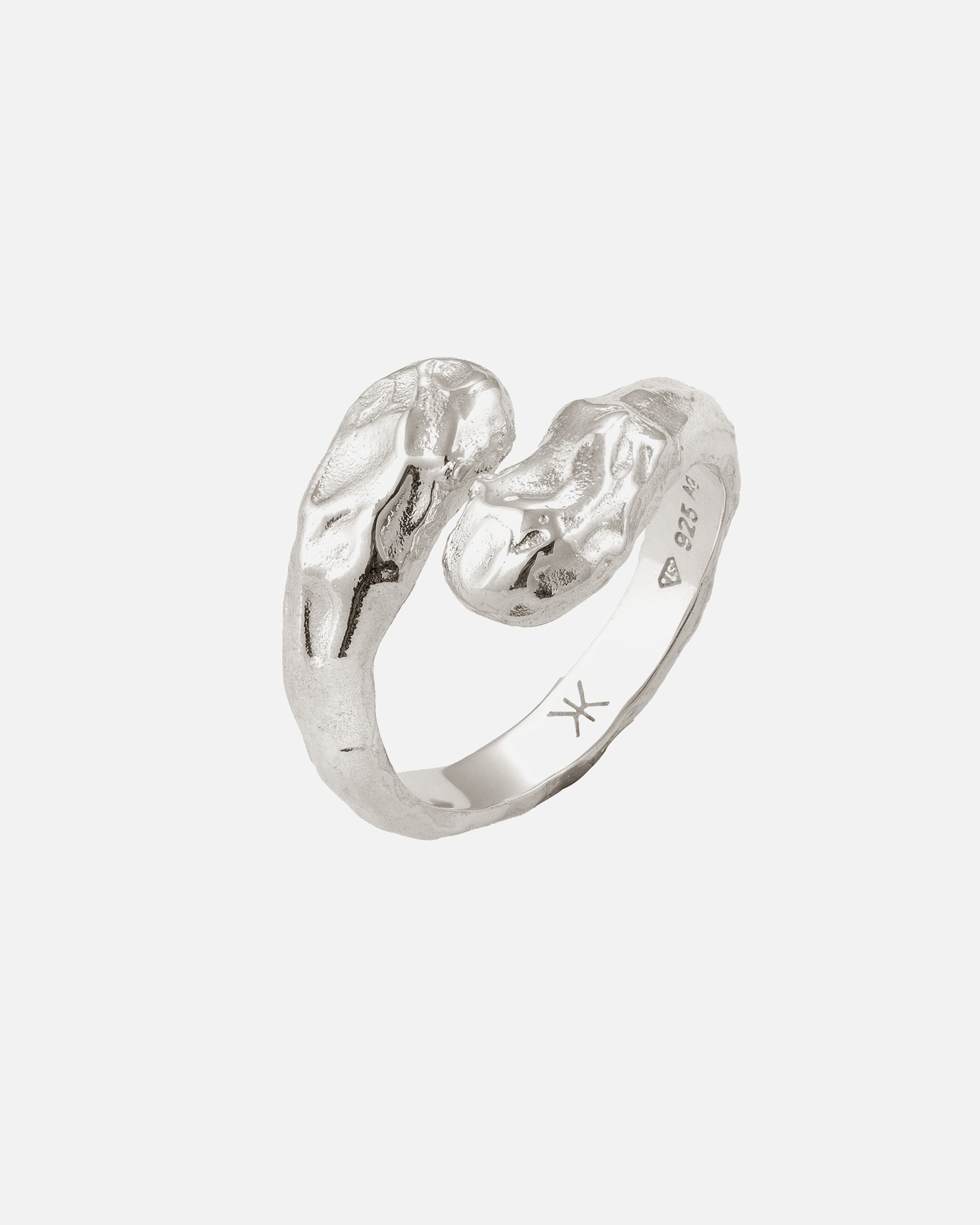 Ring für Männlich KUZZOI Wickelring Gehämmert 925 Sterling Silber 66