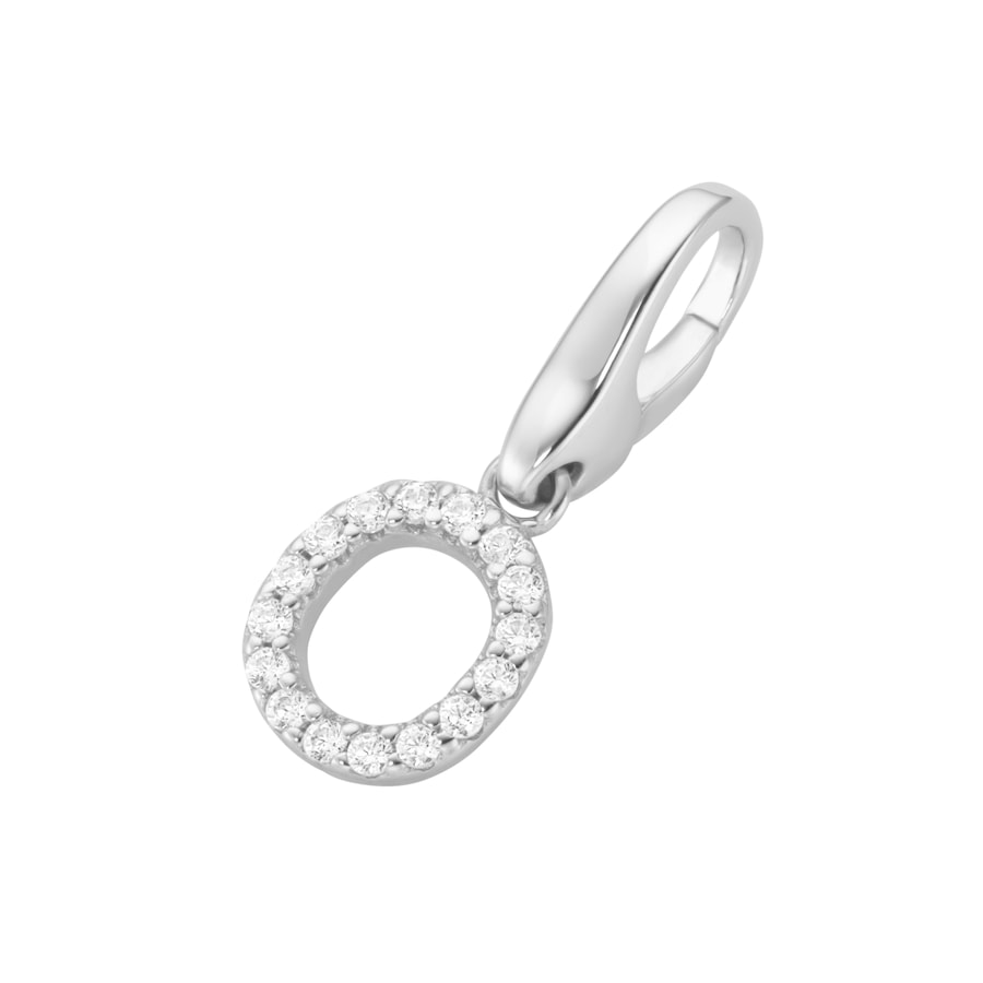 Giorgio Martello Milano Charm Buchstabe H, Zirkonia Steine, Silber 925 O Weiss Damen