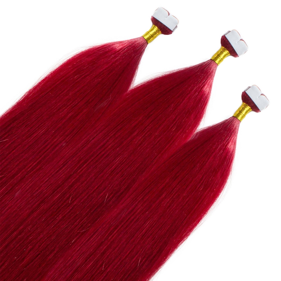 hair2heart Mini Tape Extensions Premium Echthaar #0/44 Rot-Intensiv 50cm Pink Damen
