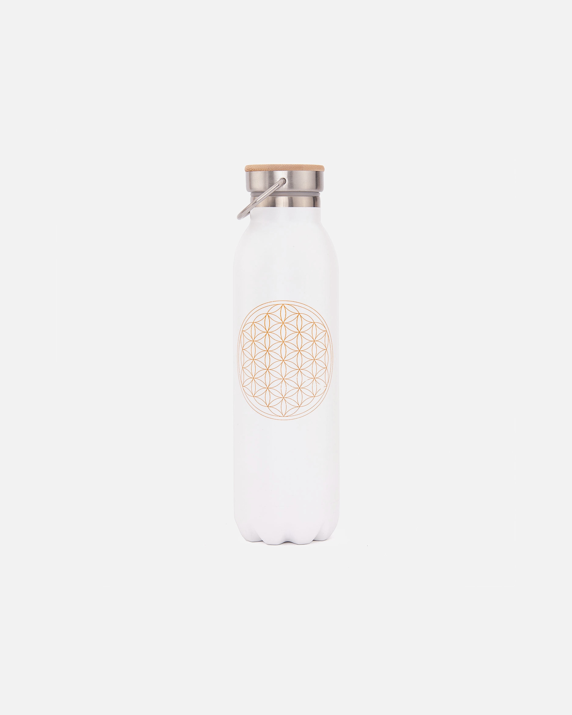 Trinkflasche für Unisex bodhi Isolier-Trinkflasche 600 ml, Edelstahl Blume des Lebens, matt-weiß