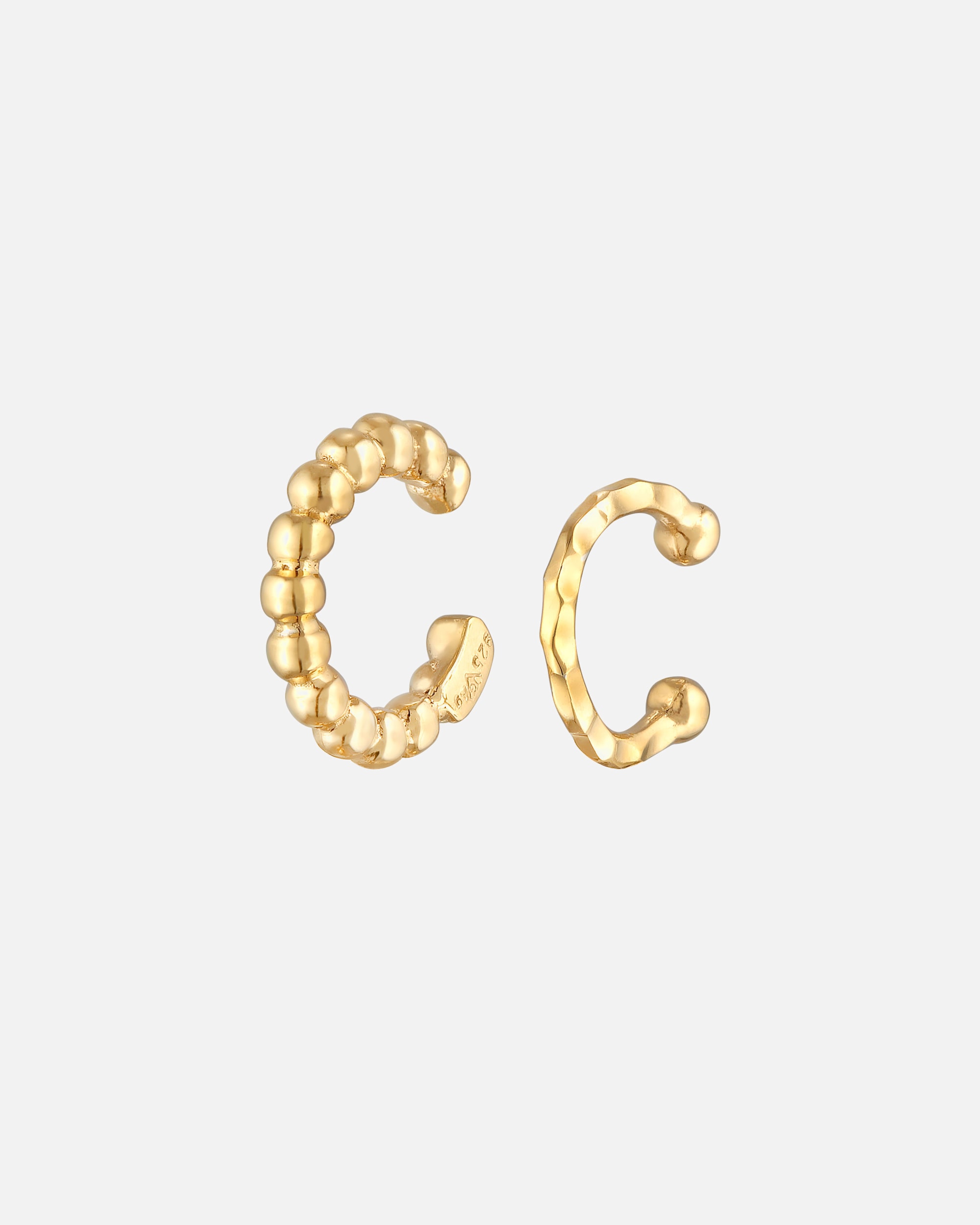 Ohrringe für Weiblich Elli Earcuff 2er Set Dots Hammerschlag 925 Silber goldfarben