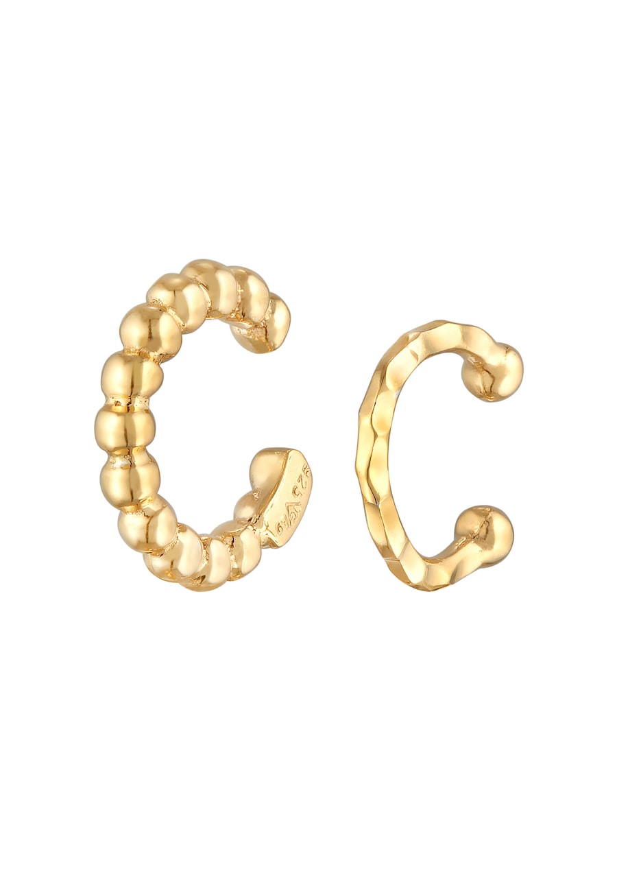 Elli Earcuff 2er Set Dots Hammerschlag 925 Silber goldfarben Damen