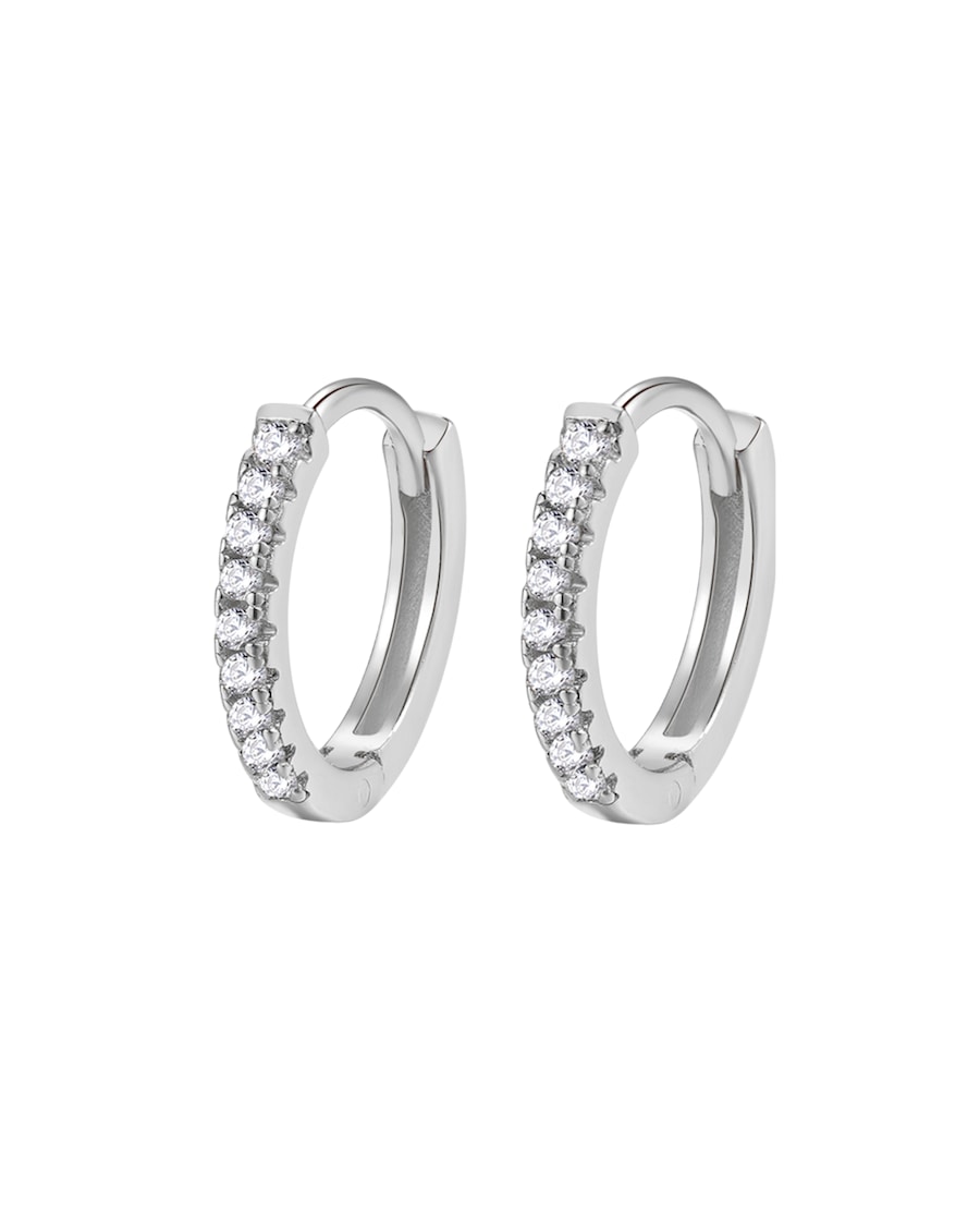 Hey Happiness Huggie Creolen mit Zirkonia 925 Sterlingsilber Silber