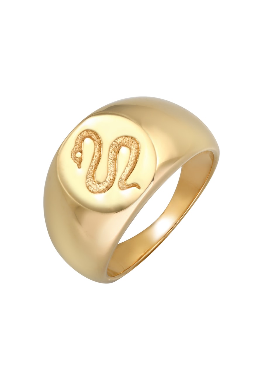 Elli PREMIUM Siegelring Schlange Kraft Symbol 925 Silber 58 Damen