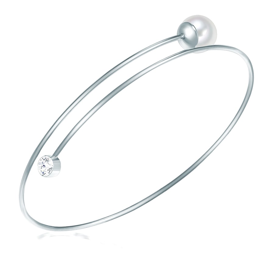 Lulu & Jane Perlen-Armband Messing Glaskristall Muschelkernperle in Silber Silver Damen