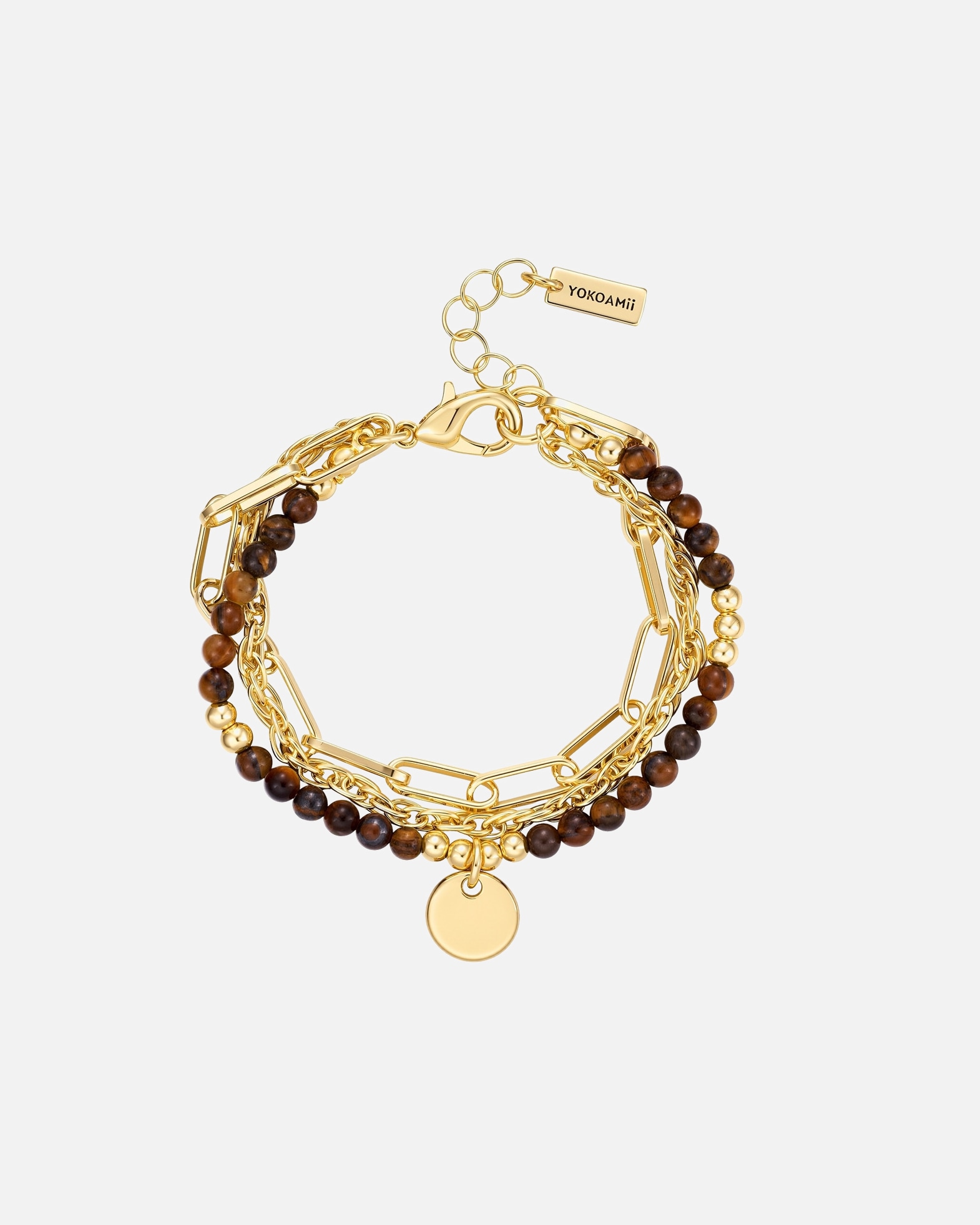 Armband für Weiblich Yokoamii Armband aus Metall-Legierung in gelbgold mit Naturstein 18,0 cm Basislänge + 3,0 cm Verlängerung