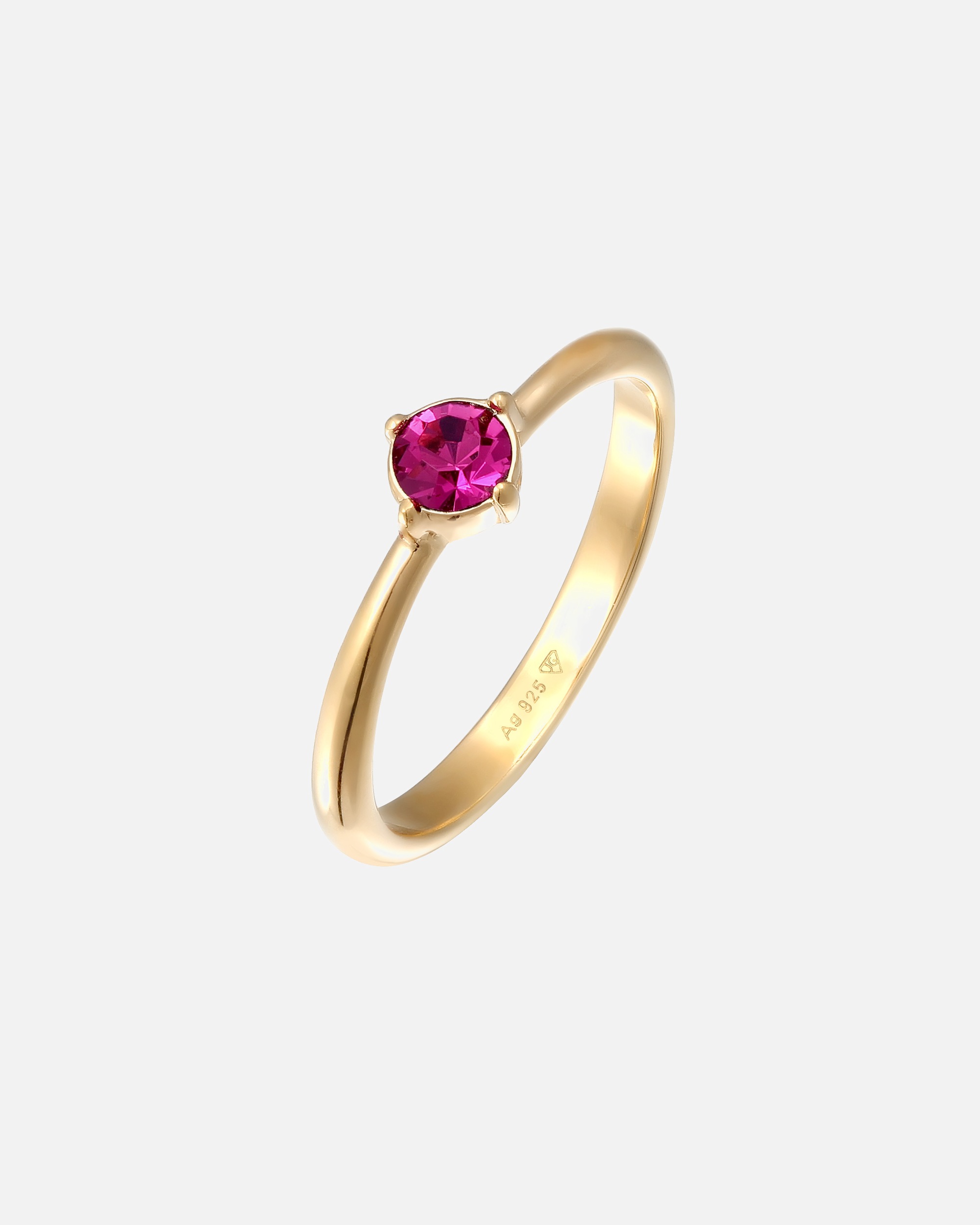 Ring für Weiblich Elli Solitär Kristall Rot-Rosa Klassik 925 Silber 52