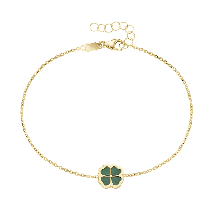 Luigi Merano Armband Kleeblatt-Mittelteil mit Malachit, Gold 375 one size Grün