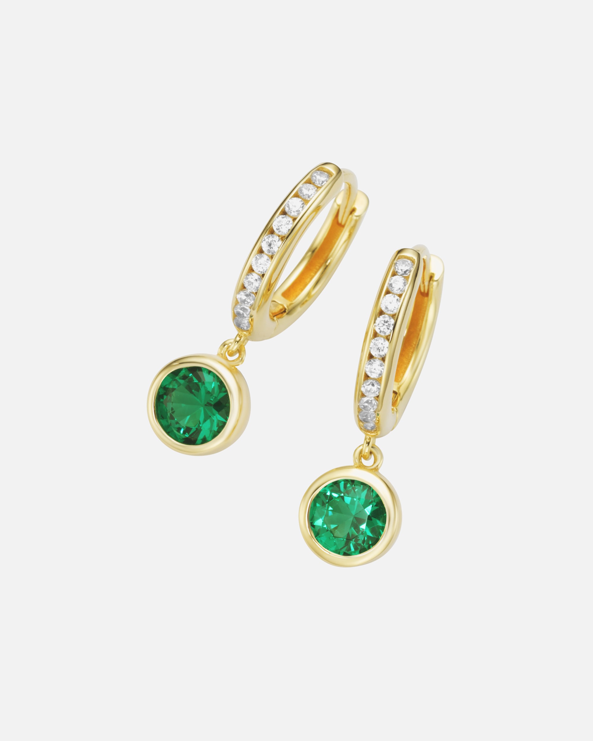 Ohrringe für Weiblich Giorgio Martello Milano Klappcreolen mit Behang, Zirkonia und Kristallsteine, vergoldet, Silber 925 Onesize