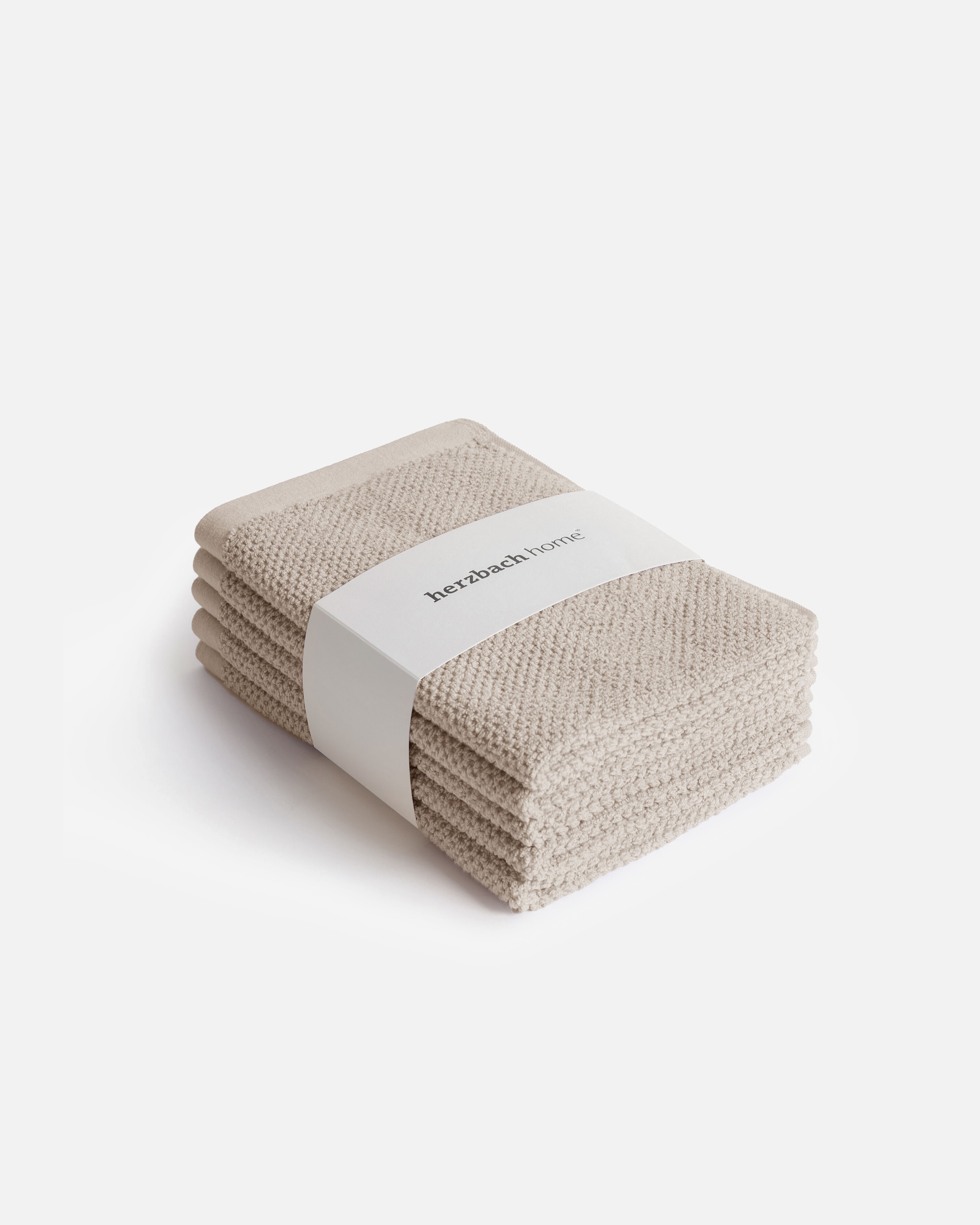 Handtuch für Unisex Herzbach Home Default Brand Line Gästehandtuch SPA 5er-Set einfarbig Sandgrau