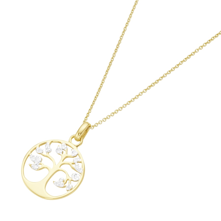 Luigi Merano Kette mit Lebensbaum-Anhänger und Brillanten, Gold 585 45 cm Hellbraun Damen