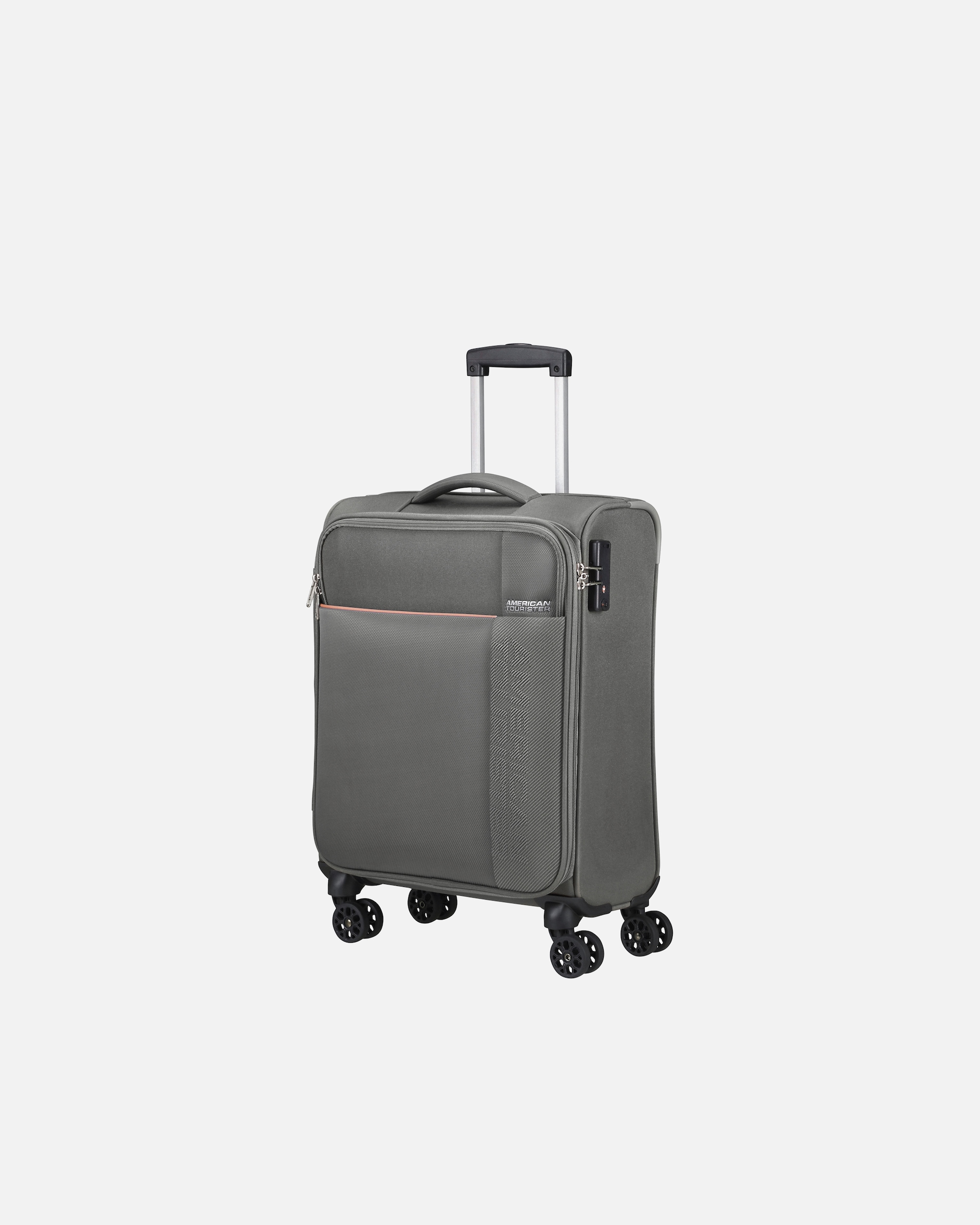 Handgepäckkoffer für Weiblich American Tourister Koffer Fun Cruise Spinner 55 IATA-konform Grey Orange