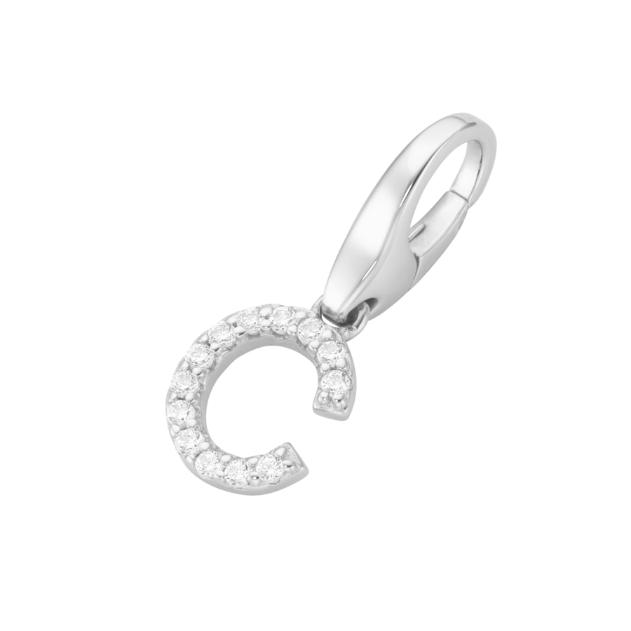 Giorgio Martello Milano Charm Buchstabe H, Zirkonia Steine, Silber 925 C Weiss Damen