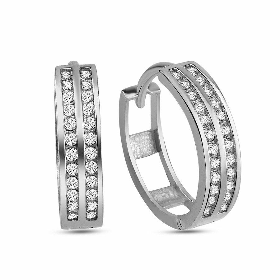 dKeniz Creolen 925/- Sterling Silber Zirkonia weiß Weiss Damen