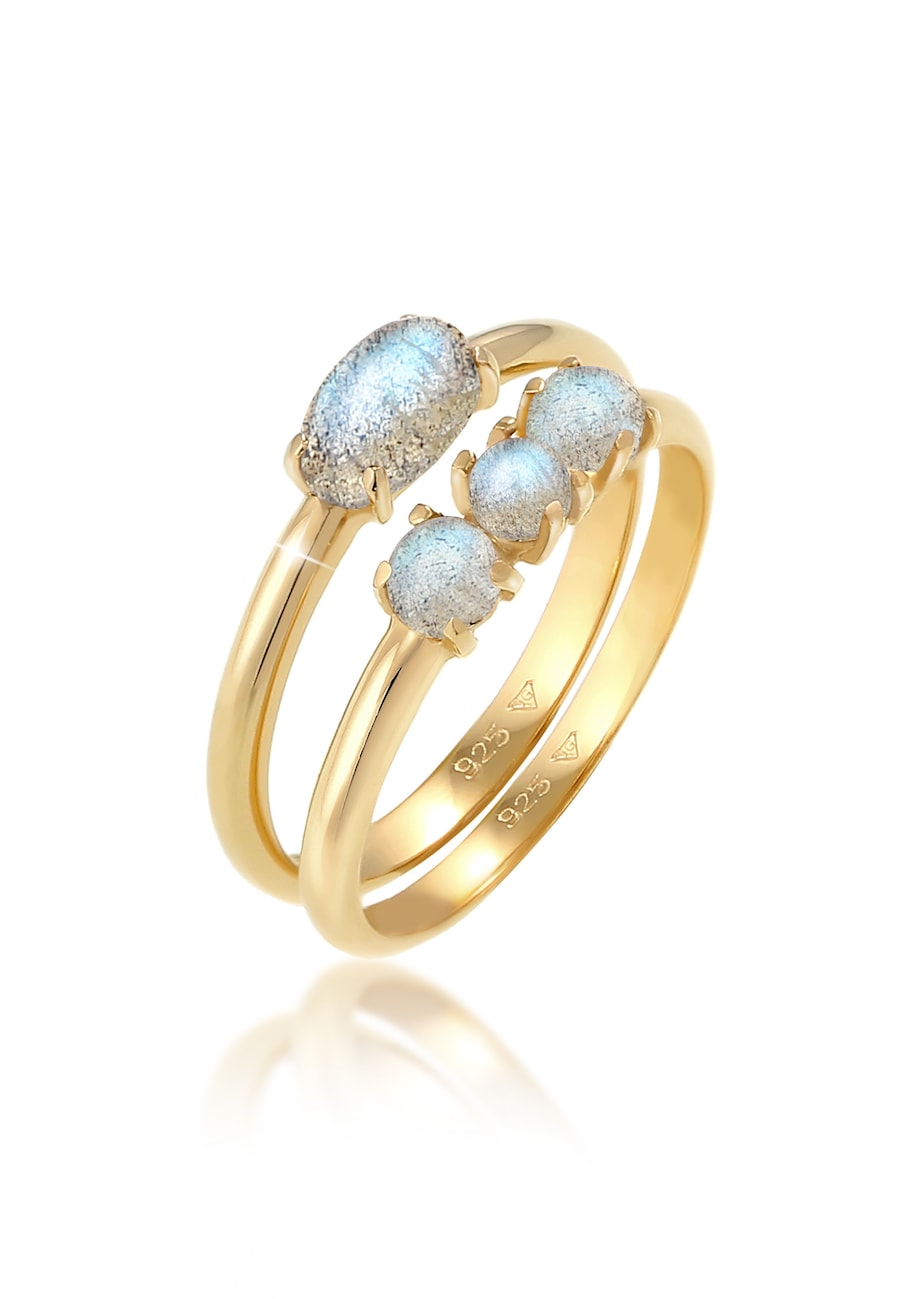 Elli Kombi Labradorit Edelstein Vintage Look 925 Silber 52 Damen