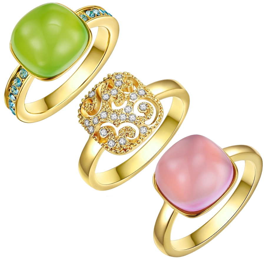 Lulu & Jane Schmuckset Metall-Legierung verziert mit Kristallen von Swarovski in Gelbgold 54 Damen