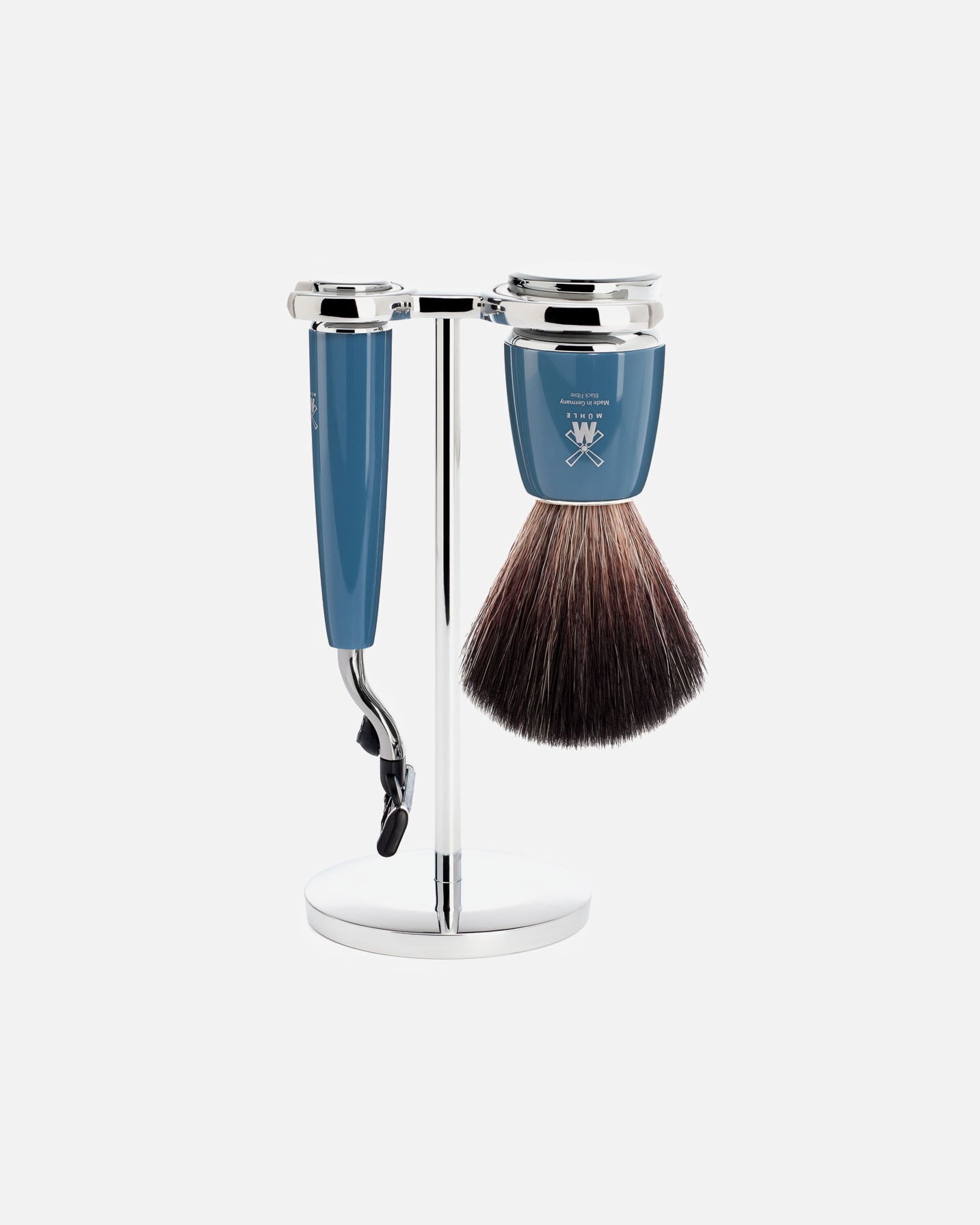 Rasierset für Männlich Mühle RYTMO 3-teiliges Rasierset, Black Fibre, mit Gillette® Mach3® Griffmaterial Edelharz petrol