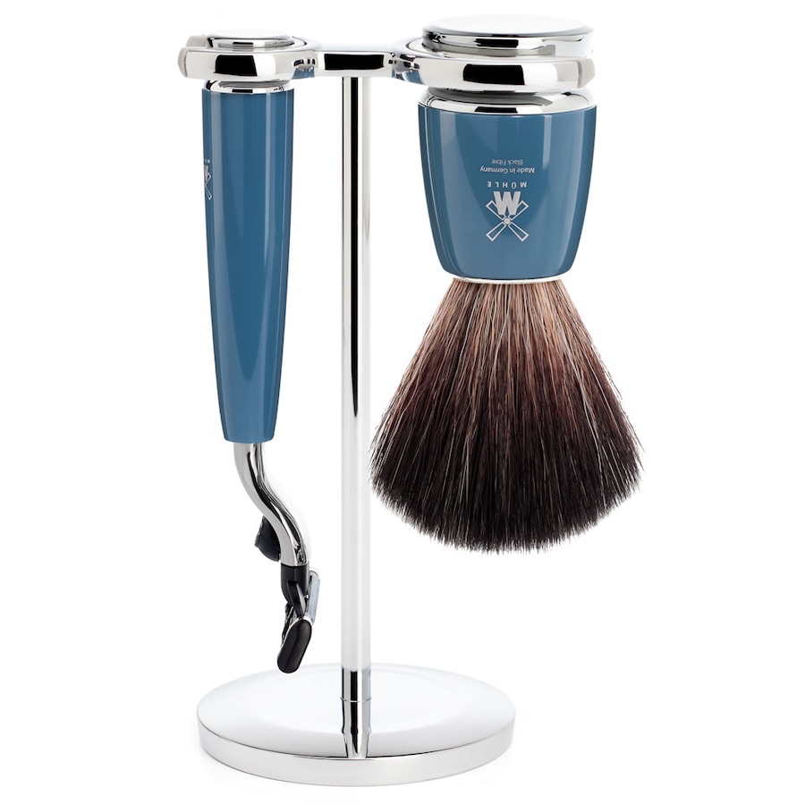 Mühle RYTMO 3-teiliges Rasierset, Black Fibre, mit Gillette Mach3 Griffmaterial Edelharz petrol Herren
