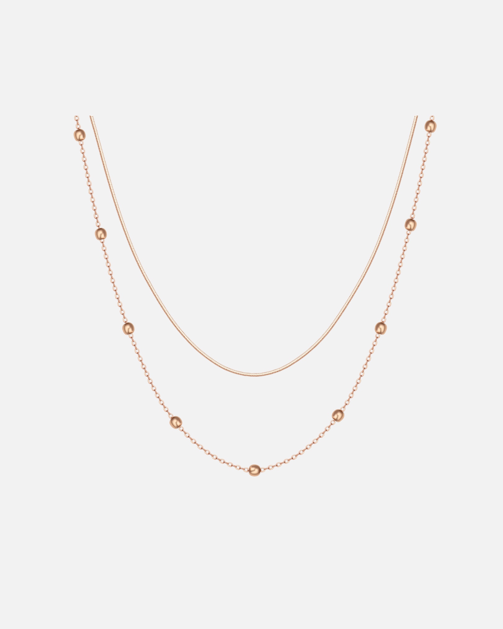 Halskette für Weiblich Hey Happiness Default Brand Line Zweireihige Kugelkette Edelstahl Rosegold