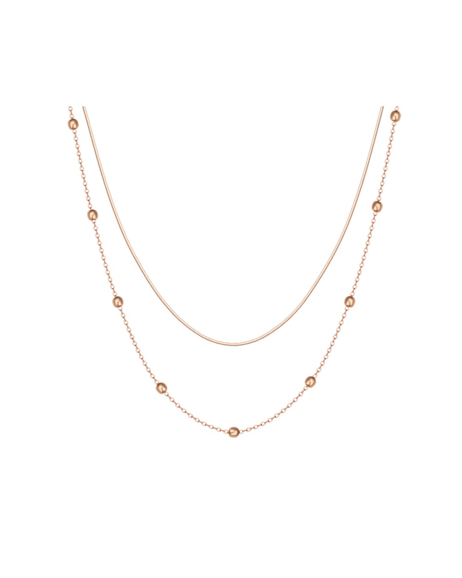 Hey Happiness Zweireihige Kugelkette Edelstahl Rosegold Damen