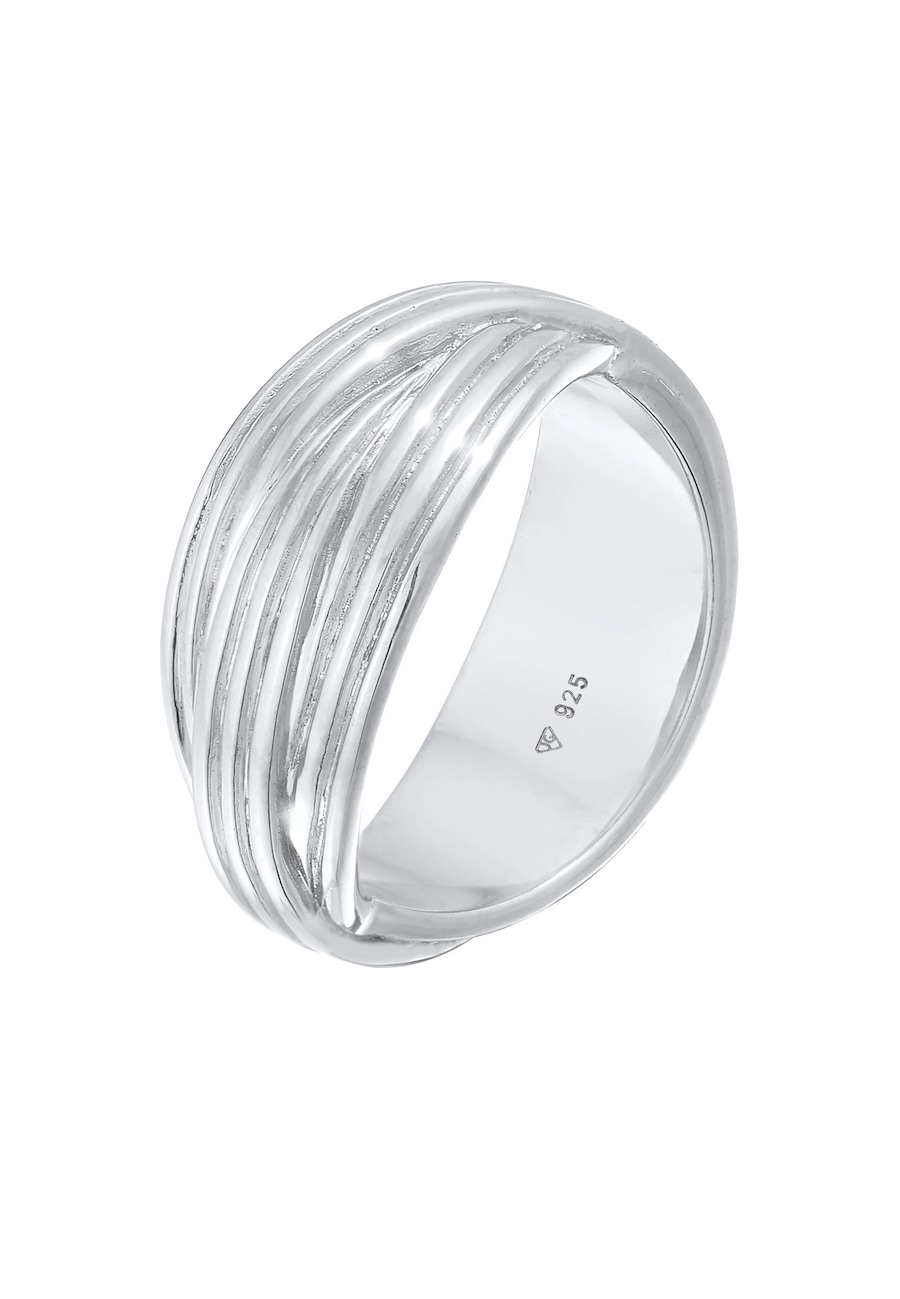 Elli PREMIUM Wickelring Gerillt Modern 925 Silber rhodiniert 56 Damen