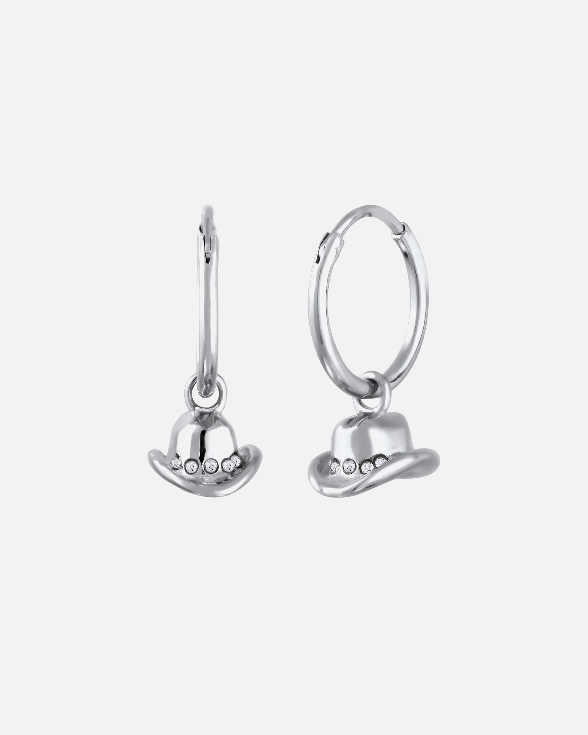 Ohrringe für Weiblich Elli Cowboy Hut Weiß 925 Sterling Silber, mit Kristallen von Swarovski® silberfarben