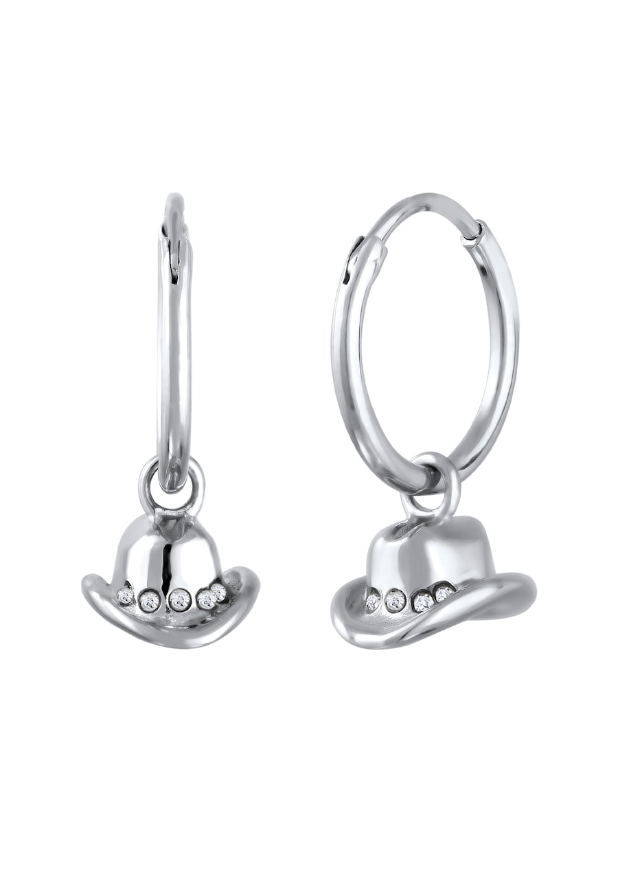 Elli Cowboy Hut Weiß 925 Sterling Silber, mit Kristallen von Swarovski silberfarben Damen