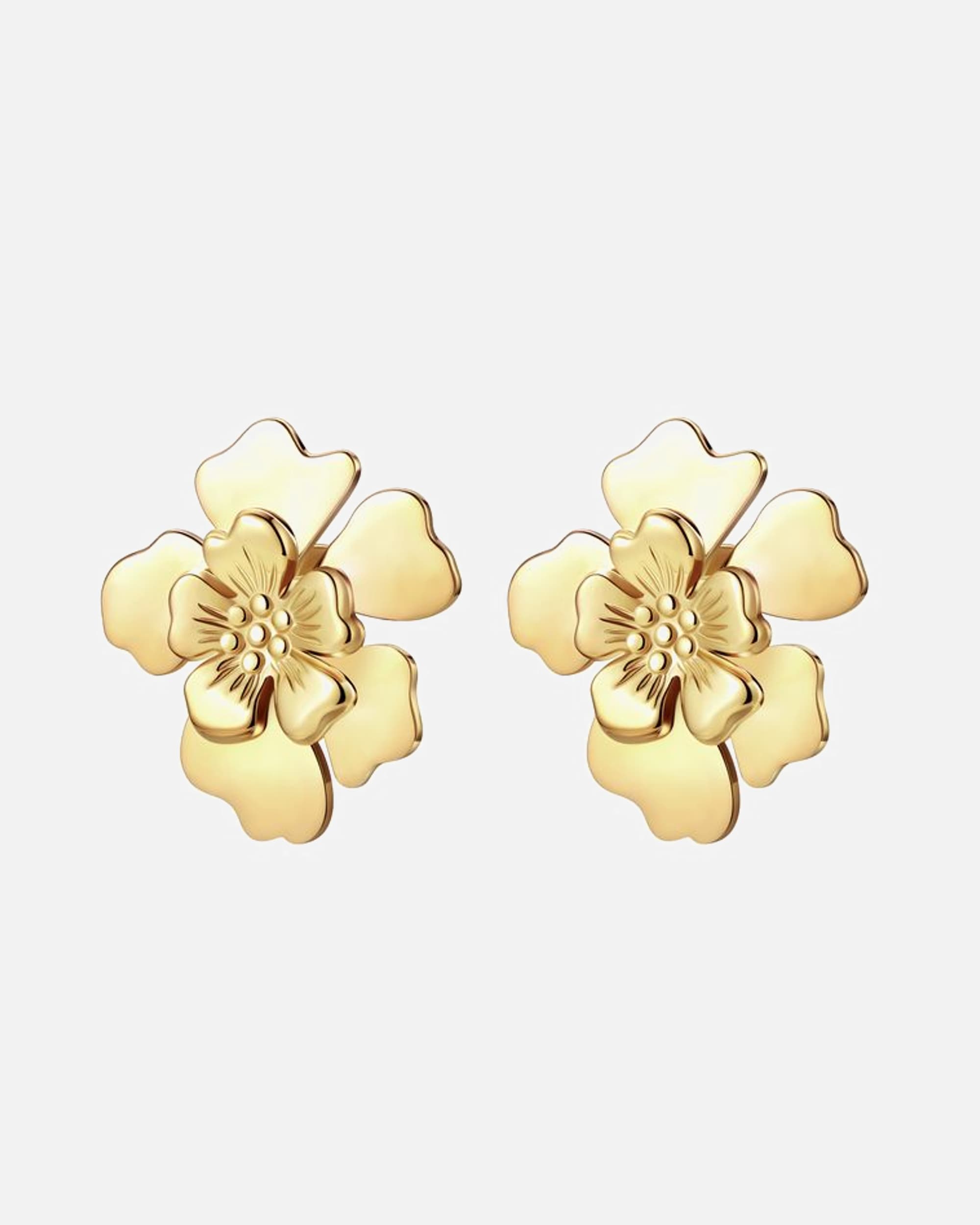 Ohrringe für Weiblich Hey Happiness Default Brand Line Statement-Ohrringe ‚Blütenblatt‘ aus Edelstahl Gold