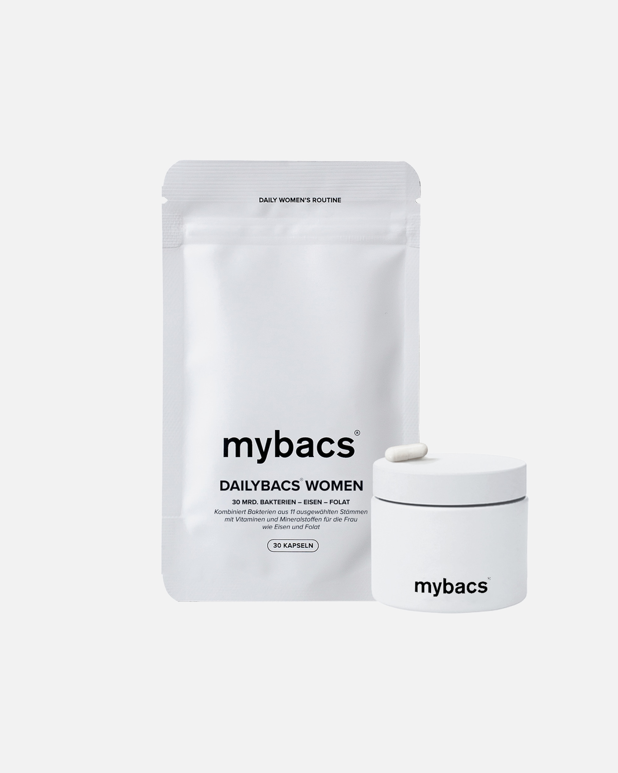 Nahrungsergänzungsmittel für Weiblich mybacs Default Brand Line Dailybacs® Women (90 / 180 Kapseln) - Darm-Komplex¹ mit 30 Milliarden Bakterien + Eisen + Folat 6-Monats-Paket (180 Kapseln)
