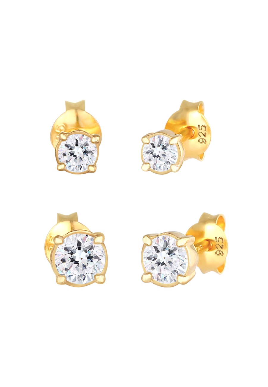 Elli Ohrstecker 2er Set 925 Sterling Silber, mit Kristallen von Swarovski goldfarben Damen