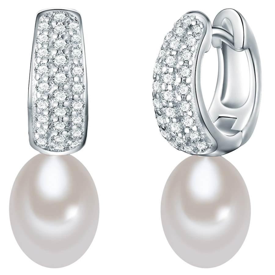 Lulu & Jane Perlen-Ohrhänger Sterling Silber Zirkonia Süßwasser-Zuchtperle in 22,7 mm Damen