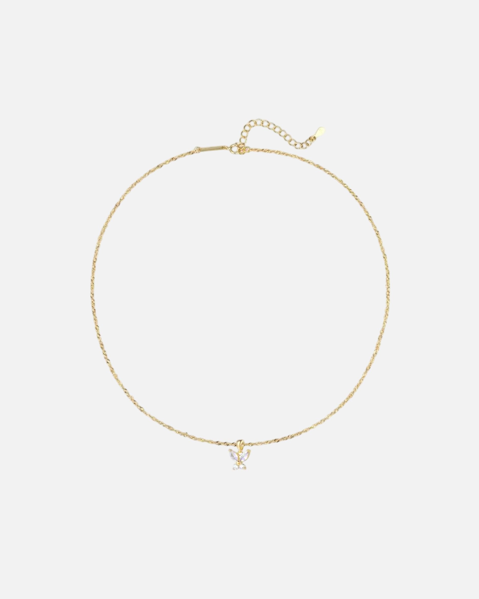 Halskette für Weiblich Hey Happiness Default Brand Line Schmetterling-Kette aus 925 Silber – 18K vergoldet – Hypoallergen 46