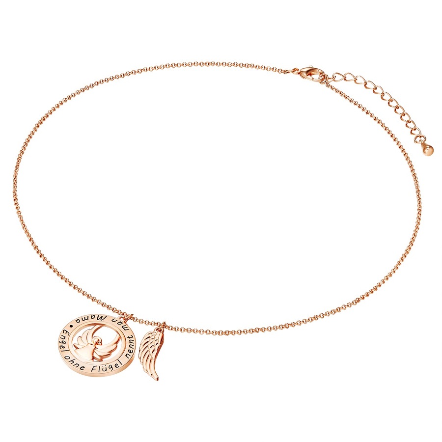 Rafaela Donata Halskette Engel/Flügel Messing in Roségold 42,0 cm Basiskette + 5,0 Verlängerung Damen