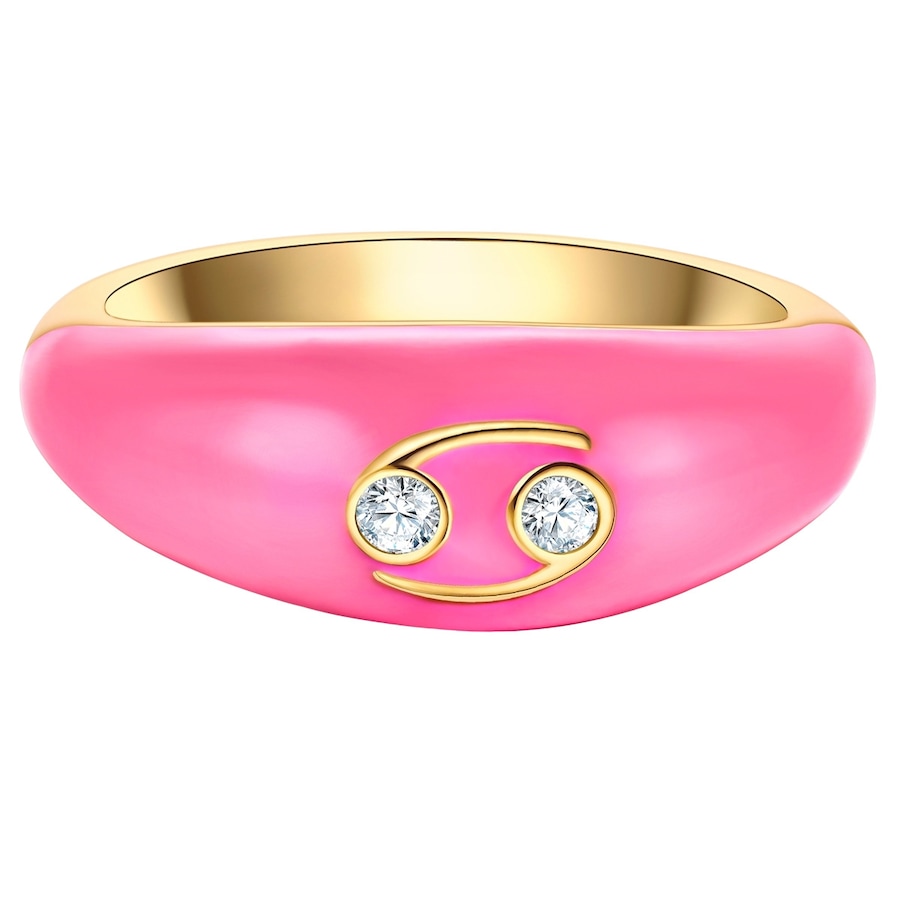 Glanzstücke München Ring Sternzeichen Krebs aus Sterling Silber in Gelbgold mit Zirkonia 60 Damen