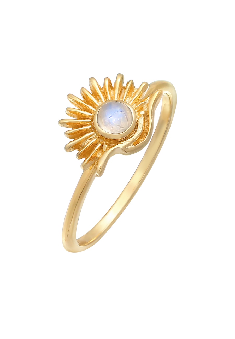 Elli Ring Mondstein Sonne Astro Boho Style 925 Silber 54 Damen
