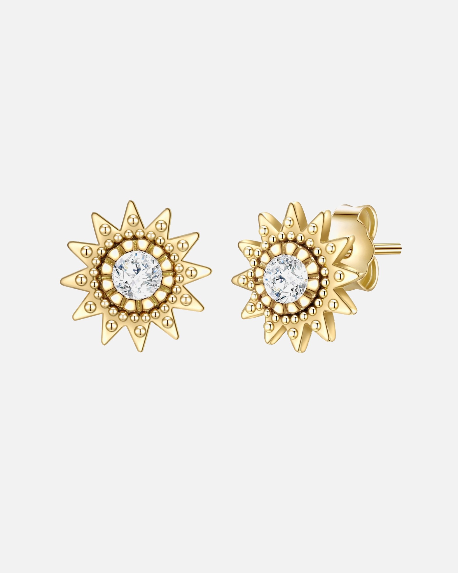 Ohrringe für Weiblich Glanzstücke München Ohrstecker Sonne Sterling Silber Zirkonia in Gelbgold 7,7 mm