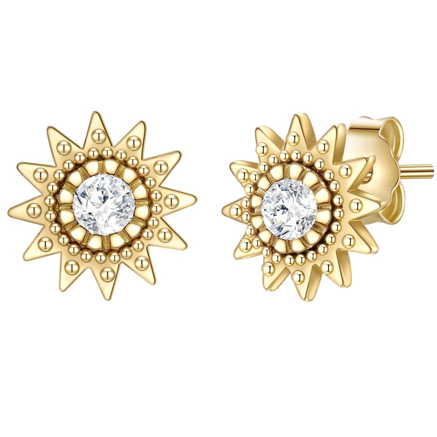 Glanzstücke München Ohrstecker Sonne Sterling Silber Zirkonia in Gelbgold 7,7 mm Damen