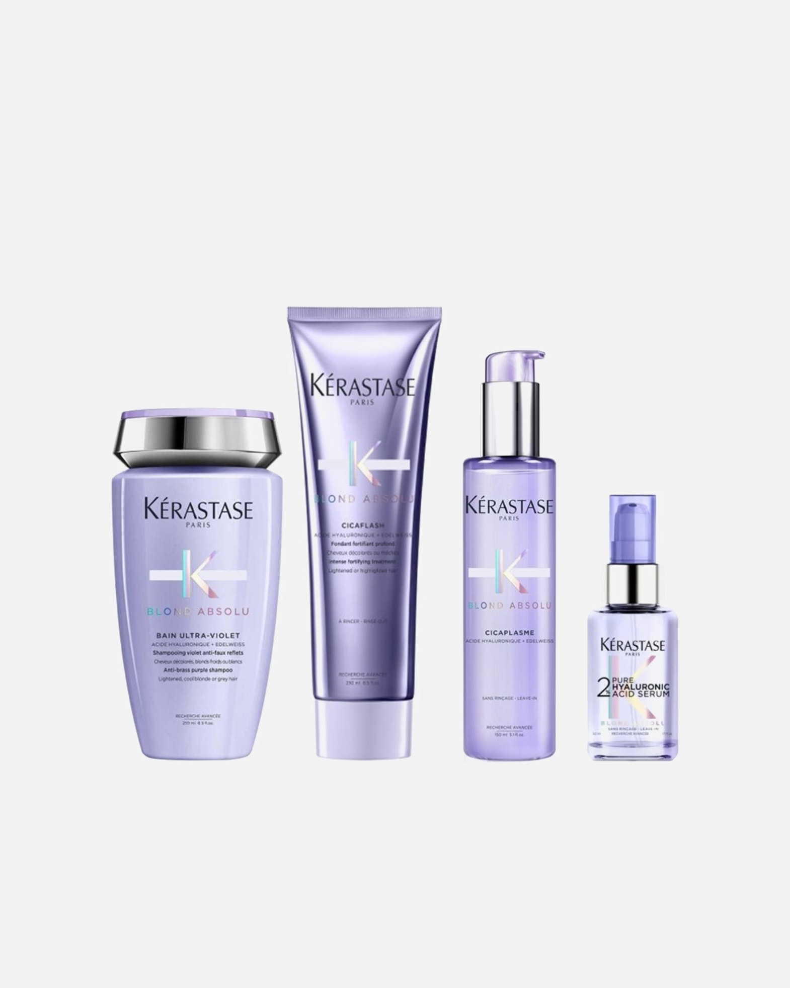 Haarpflegeset für Weiblich Kérastase Blond Absolu UV 4er Set (Bain Ultra-Violet / Cicaflash / Cicaplasme / Hyaluronic Serum) 1 Stück