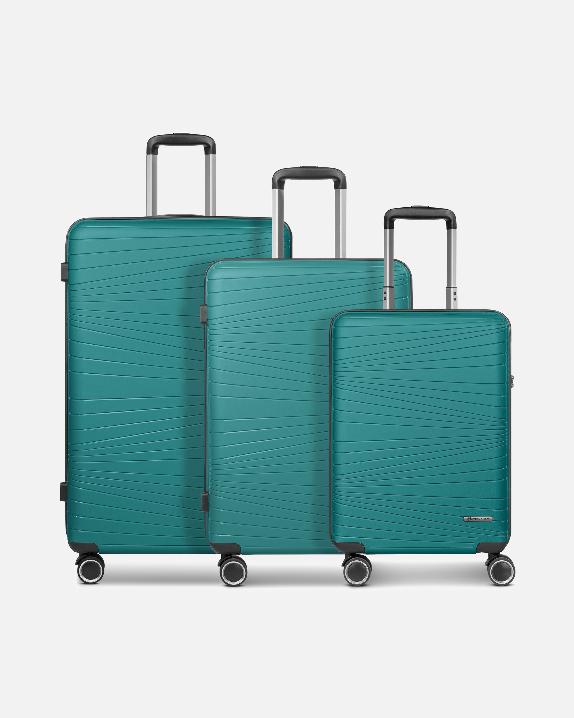 Koffer für Männlich Franky Dallas 3.0 4 Rollen Kofferset 3-teilig mit Dehnfalte turquoise