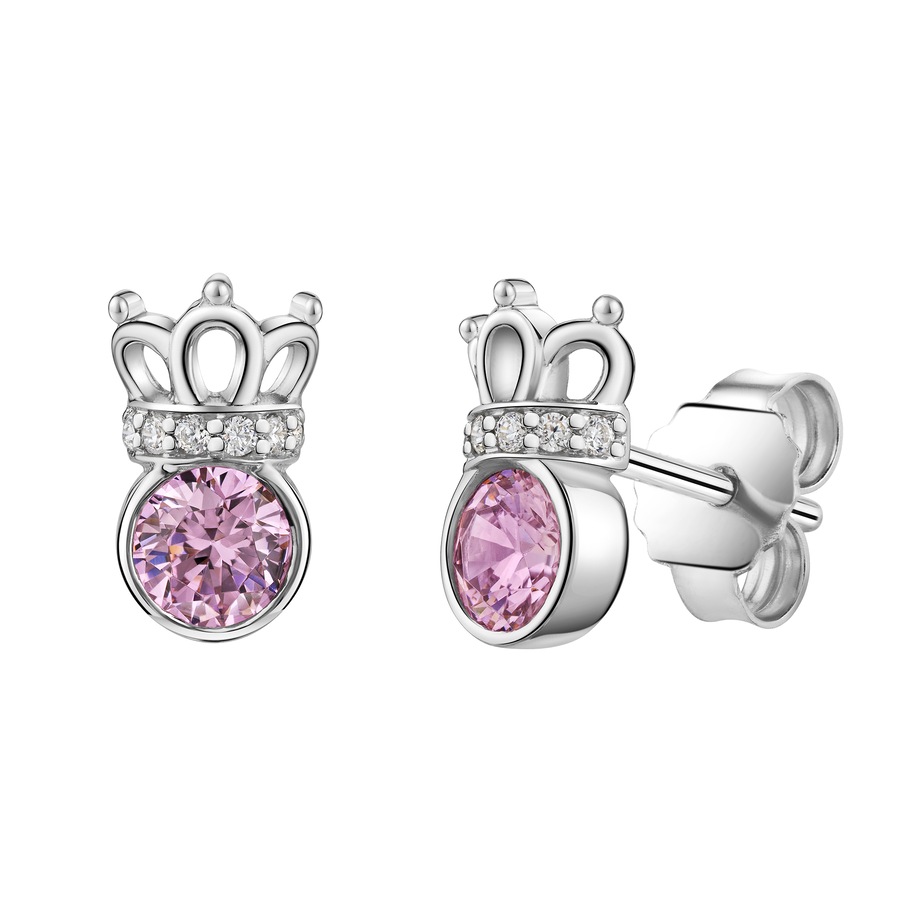 Zeeme Ohrstecker 925/- Sterling Silber Zirkonia pink weiß