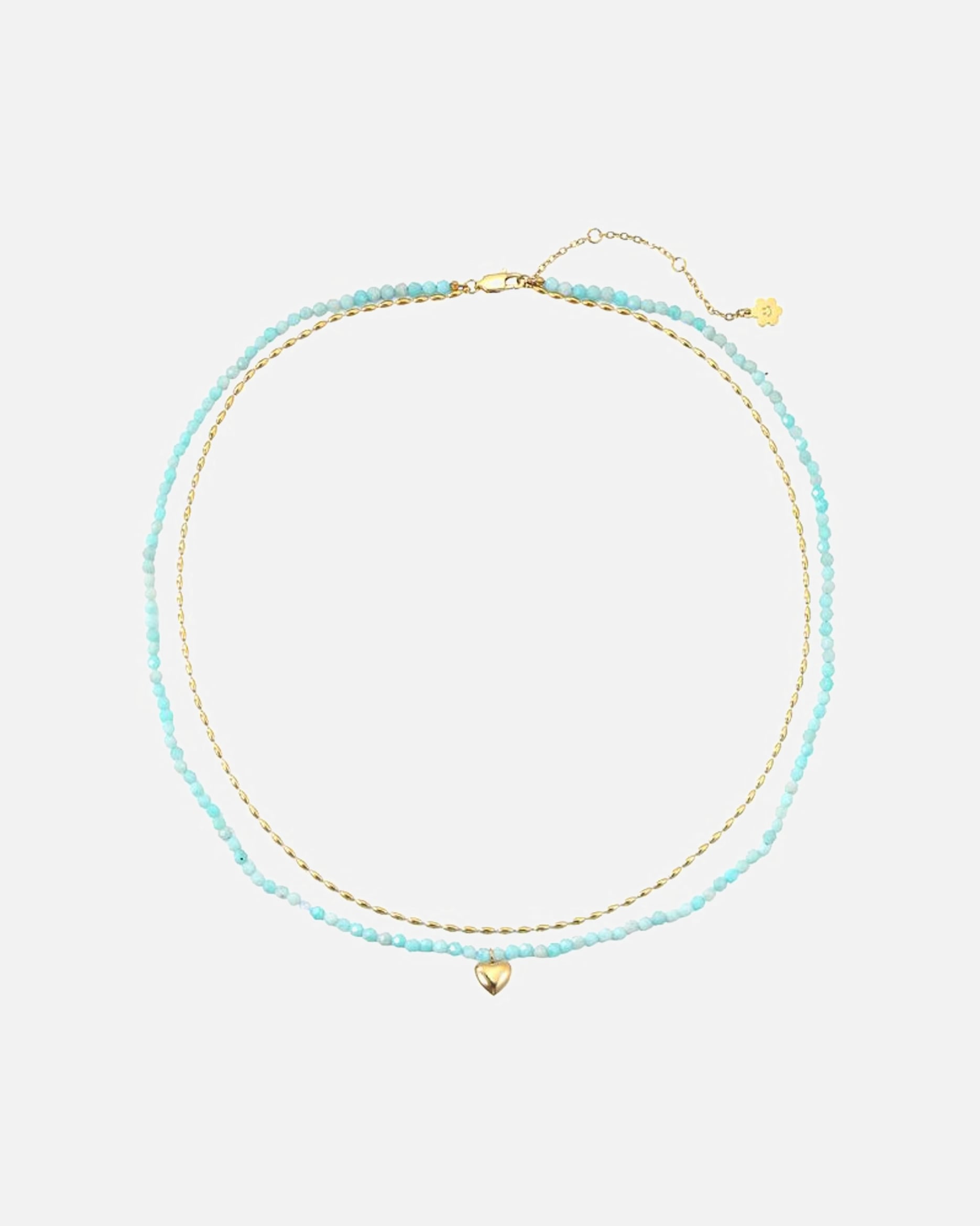 Halskette für Weiblich Hey Happiness Default Brand Line Aquamarin Herz Layering Kette – Edelstahl Halskette – wasserfest Gold